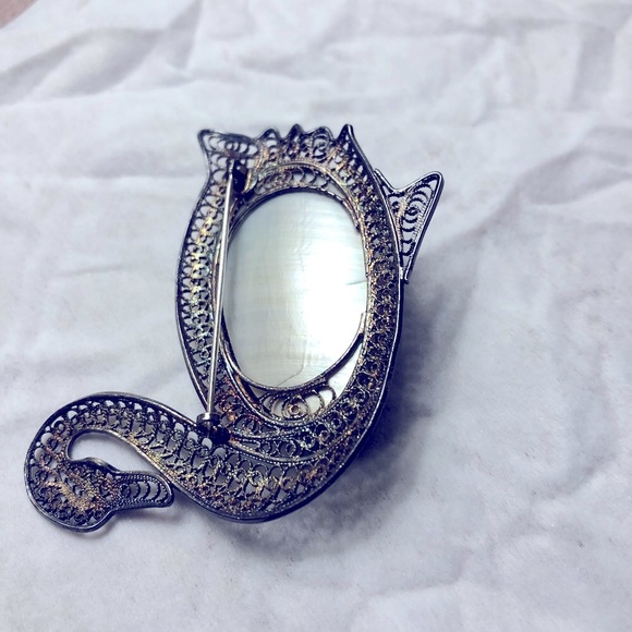 Antique Pearl Filigree Brooch - Picture 3 of 6
